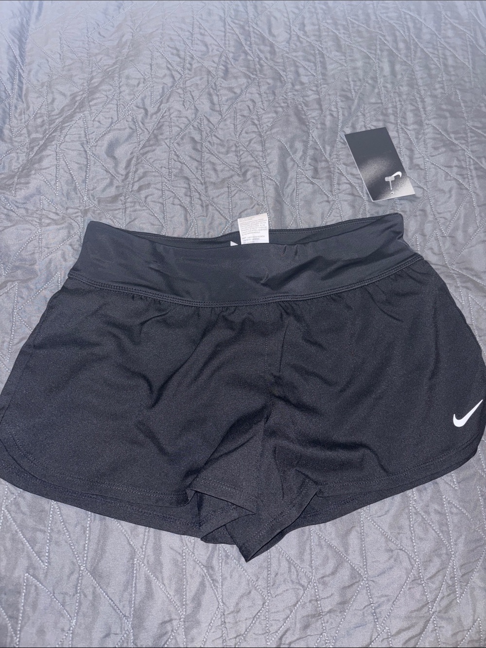 NWT Nike Girls Black Athletic Running Shorts with Swoosh small
